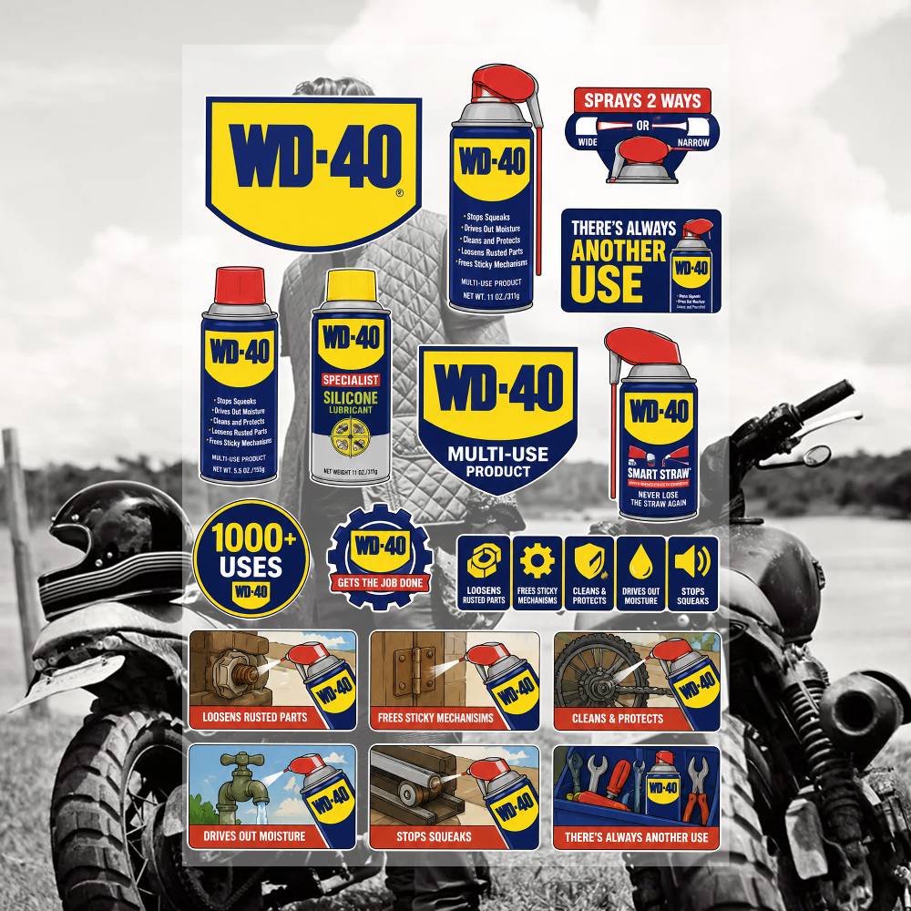Castrol Oil Gtx - W-D-40 Esthetische Graffiti Waterdichte PVC Stickers